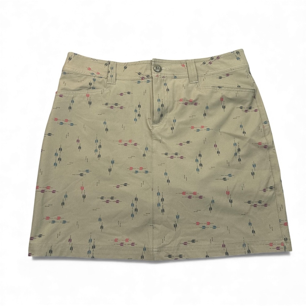Eddie Bauer Mini Skirt Womens Size 6 Olive Green Floral AOP Outdoor Hiking
